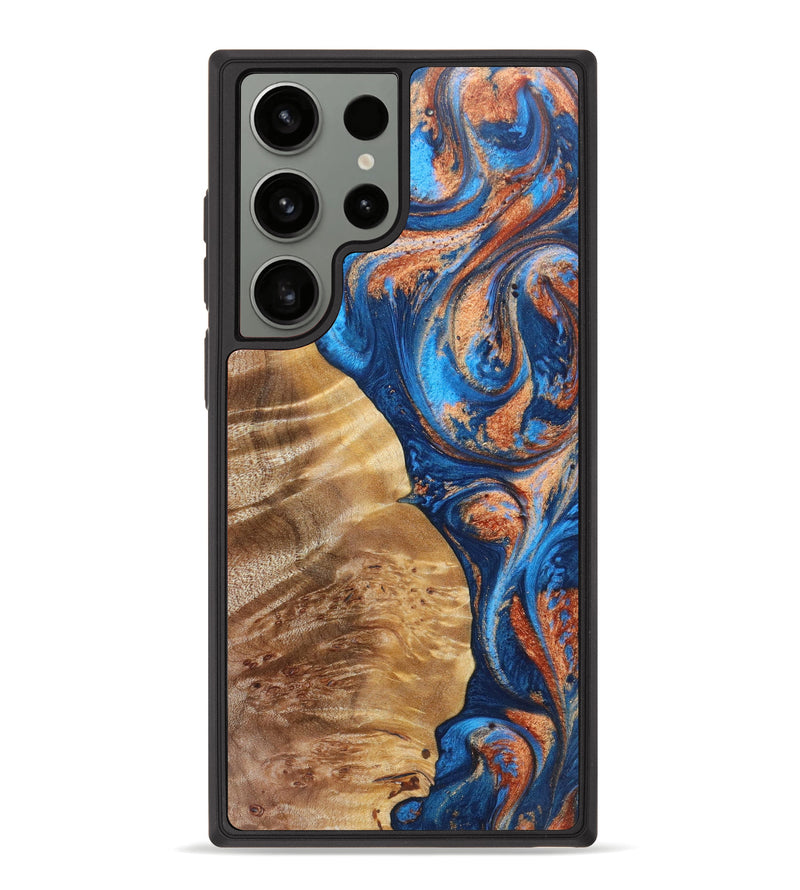 Galaxy S23 Ultra Wood+Resin Phone Case - Rafael (Teal & Gold, 628794)