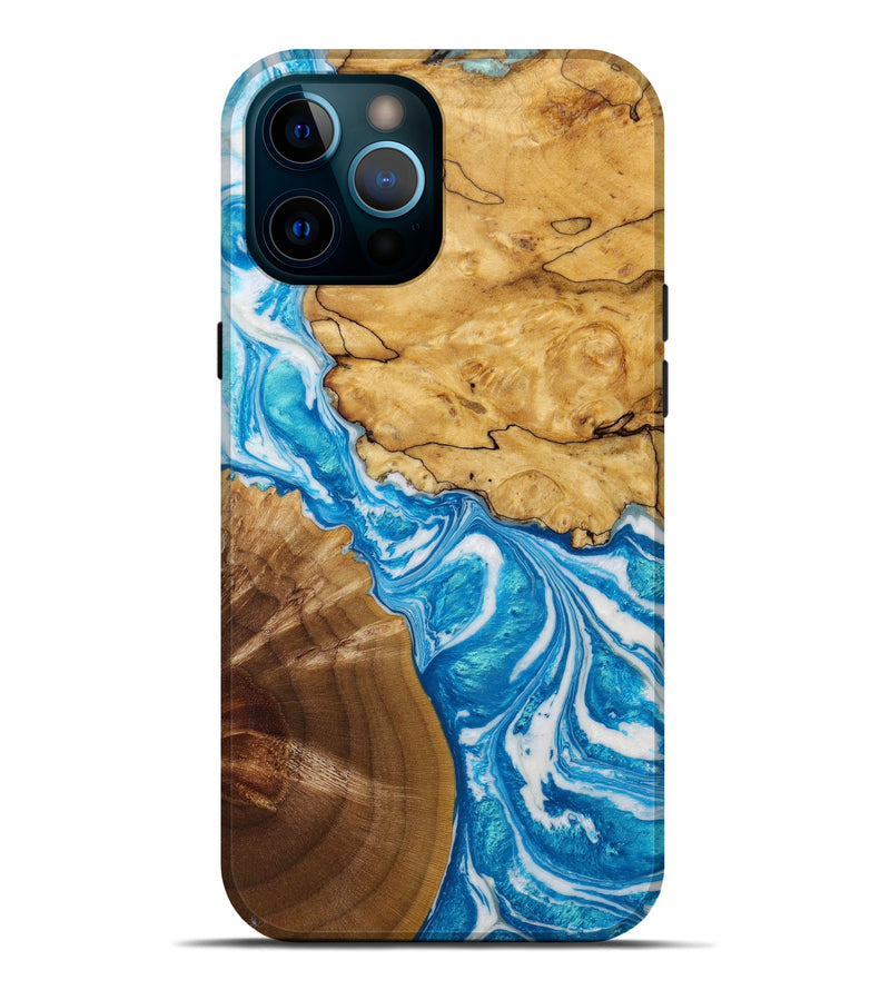 iPhone 12 Pro Max Wood+Resin Live Edge Phone Case - Garrett (Green, 643979)