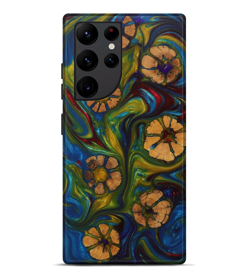 Galaxy S22 Ultra Wood+Resin Live Edge Phone Case - Diane (Light Blue, 613354)