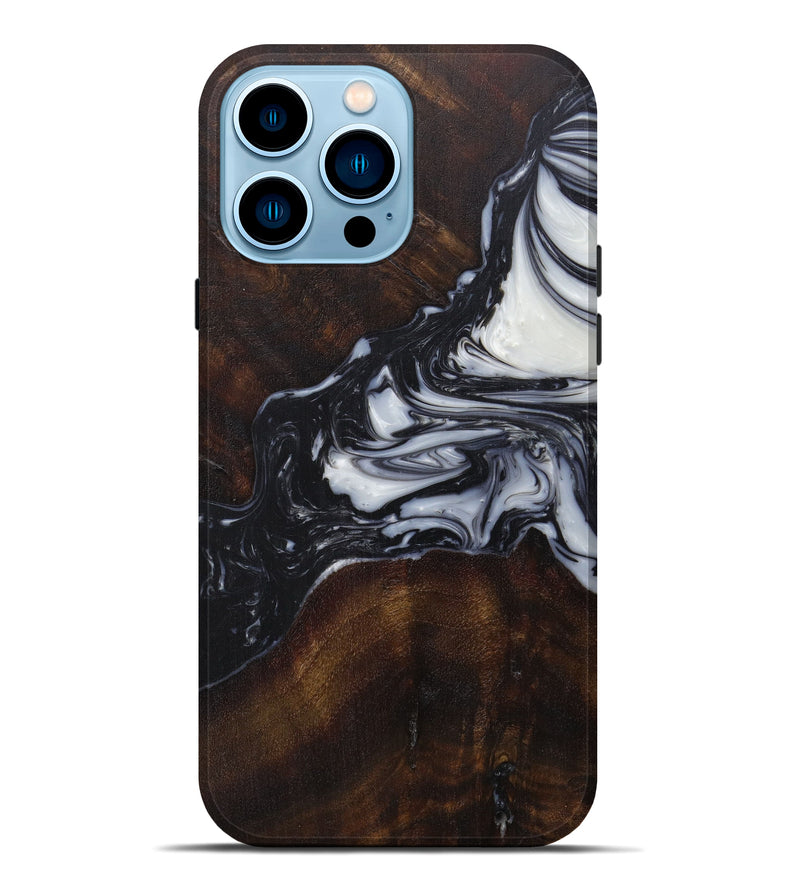 iPhone 14 Pro Max Wood+Resin Live Edge Phone Case - Lac (Black & White, 591794)