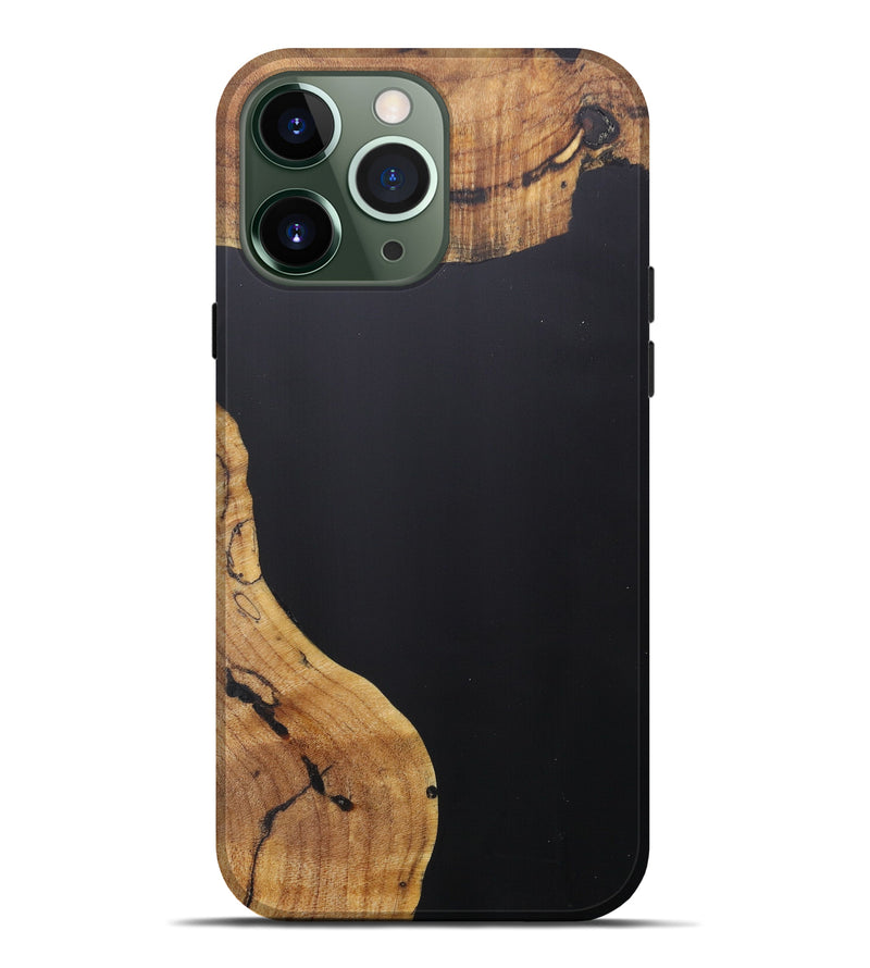 iPhone 13 Pro Max Wood+Resin Live Edge Phone Case - Zahara (Pure Black, 597377)