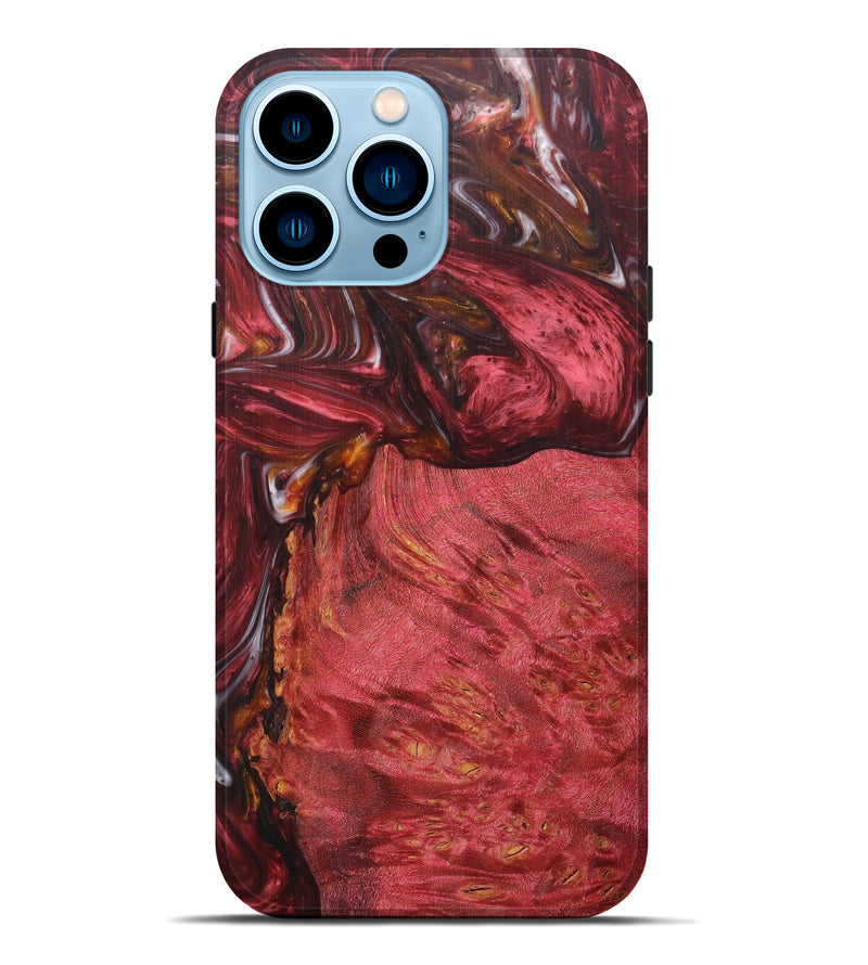 iPhone 14 Pro Max Wood+Resin Live Edge Phone Case - Werner (Dark Red, 607174)