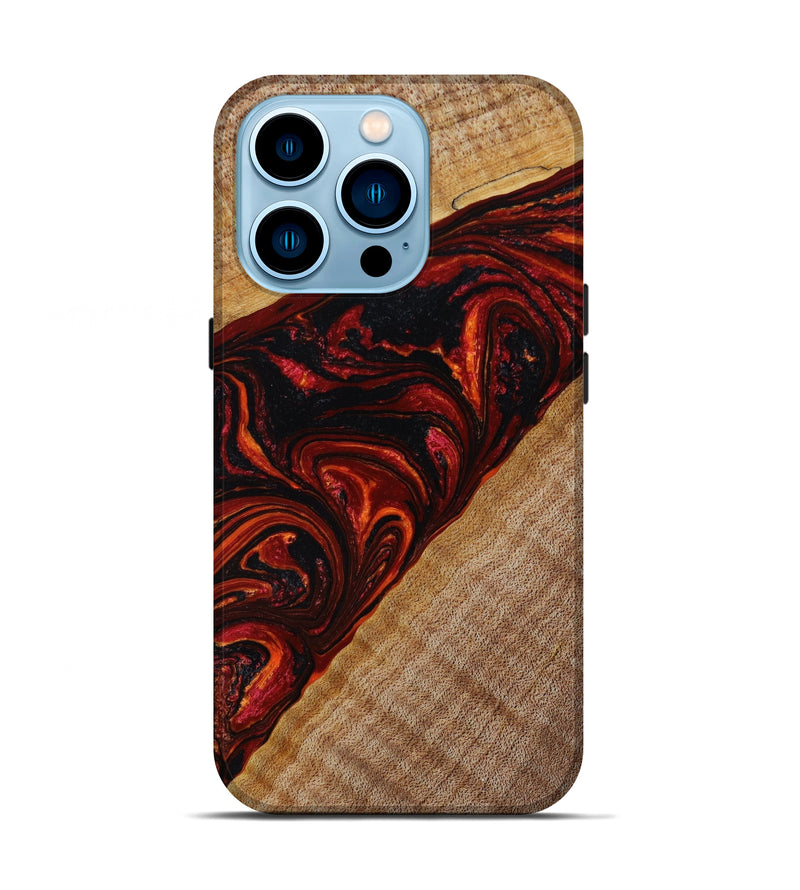 iPhone 14 Pro Wood+Resin Live Edge Phone Case - Zachariah (Red, 647641)