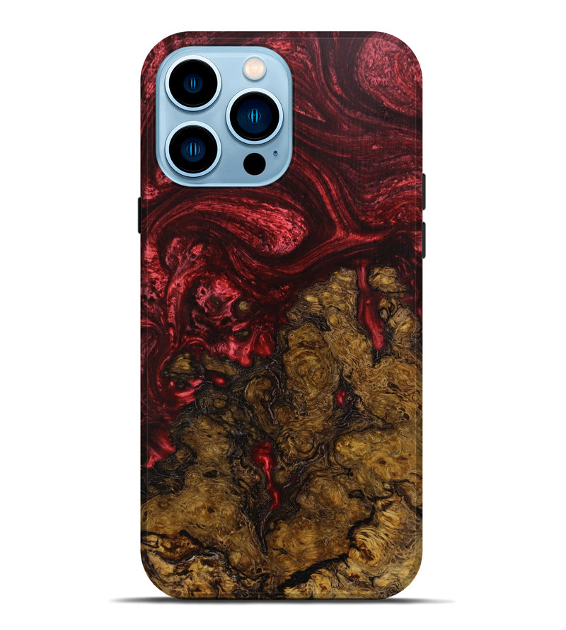 iPhone 14 Pro Max Wood+Resin Live Edge Phone Case - Tia (Red, 640175)