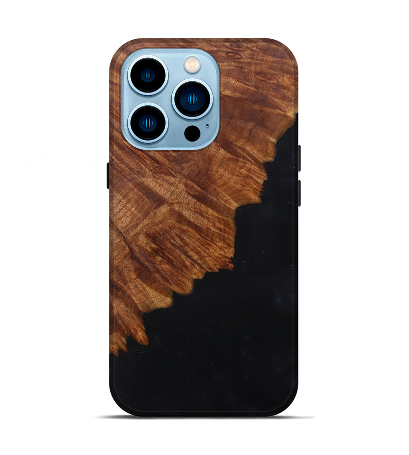 iPhone 14 Pro Wood+Resin Live Edge Phone Case - Julina (Pure Black, 600539)