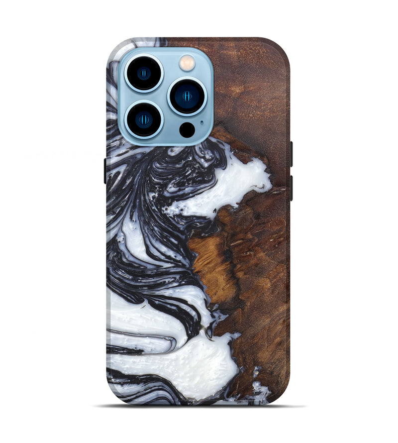 iPhone 14 Pro Wood+Resin Live Edge Phone Case - Maidxpm (Black & White, 603738)