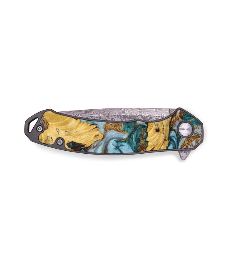 EDC Wood+Resin Pocket Knife - Dexter (Teal & Gold, 641472)