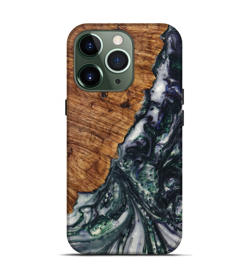 iPhone 13 Pro Wood+Resin Live Edge Phone Case - Jaleel (Black & White, 627999)