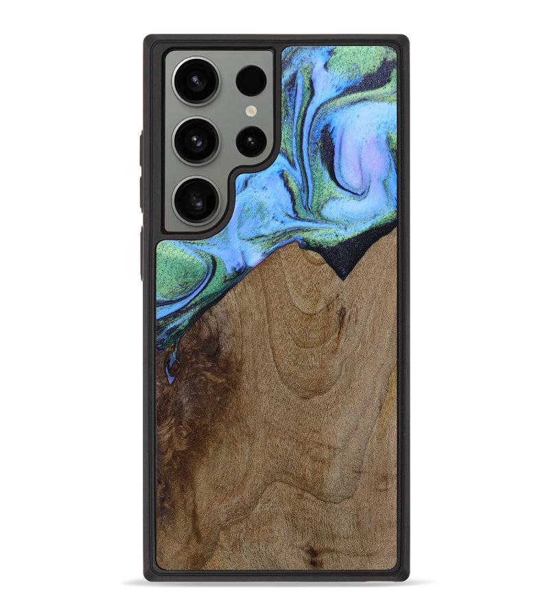 Galaxy S23 Ultra Wood+Resin Phone Case - Krystina (Blue, 623270)