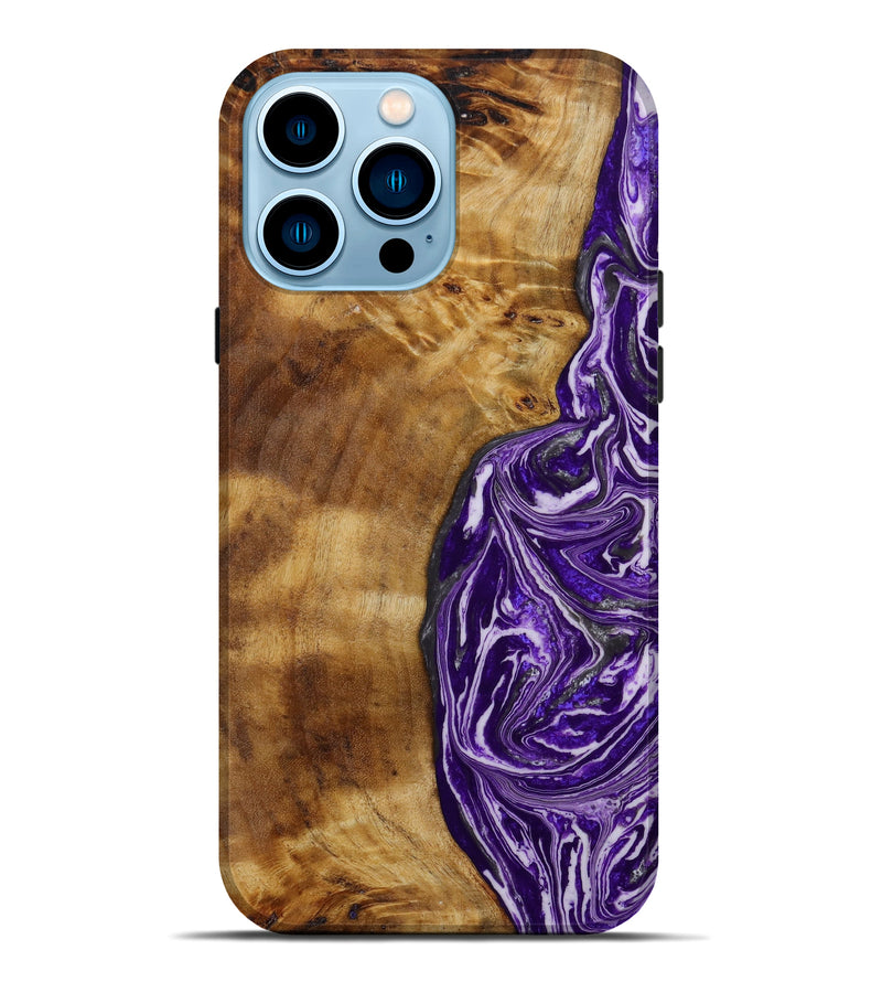 iPhone 14 Pro Max Wood+Resin Live Edge Phone Case - Mercedes (Purple, 647608)