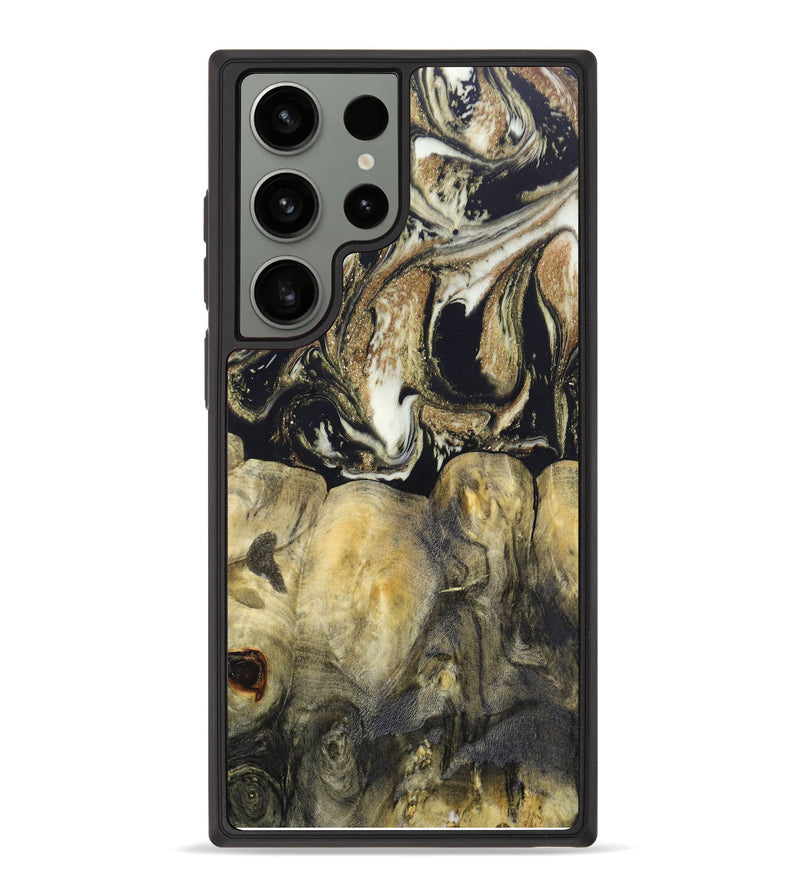 Galaxy S23 Ultra Wood+Resin Phone Case - Kenadie (Black & White, 625345)