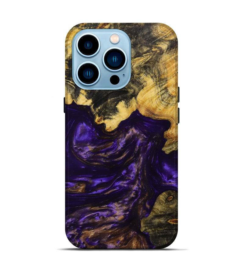 iPhone 14 Pro Wood+Resin Live Edge Phone Case - Rebecca (Purple, 644300)