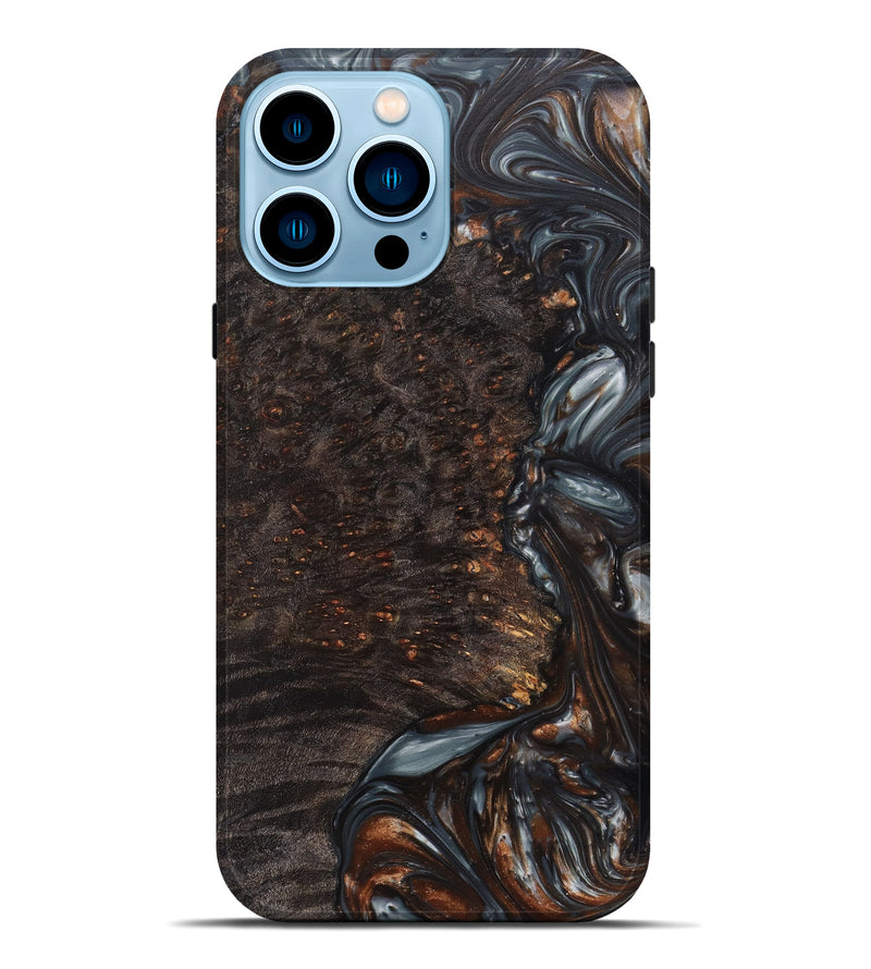 iPhone 14 Pro Max Wood+Resin Live Edge Phone Case - Andria (Metallic, 623536)