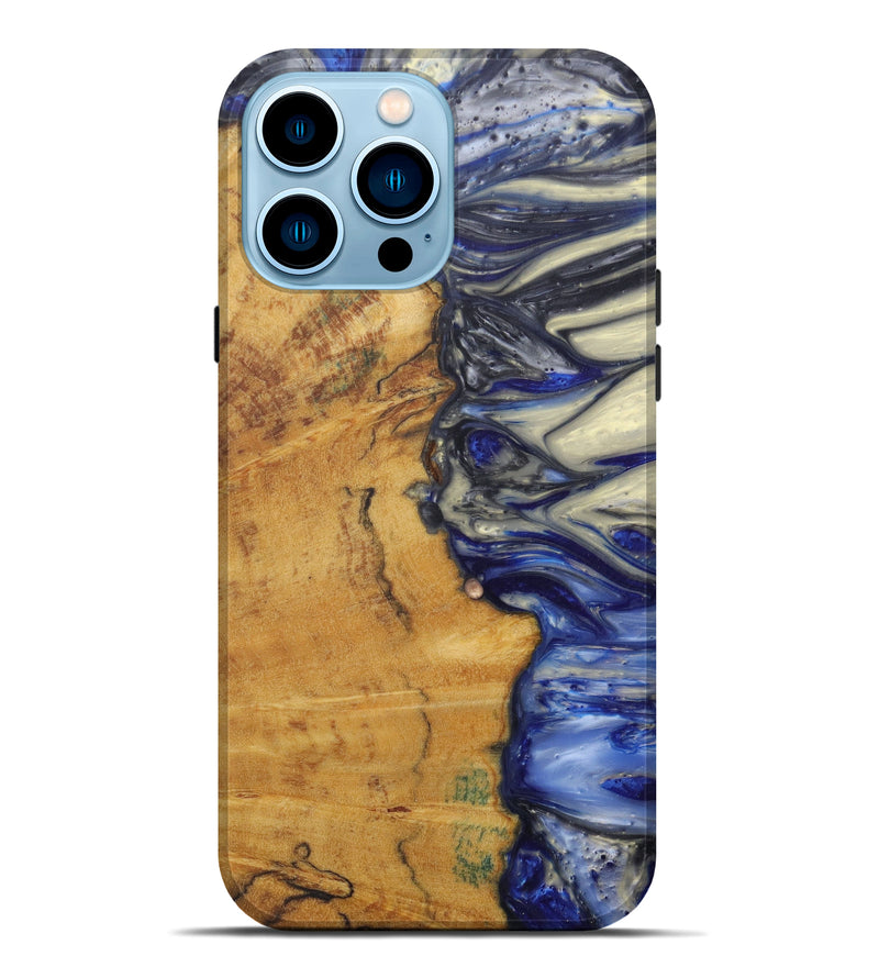 iPhone 14 Pro Max Wood+Resin Live Edge Phone Case - Malaysia (Light Blue, 588663)