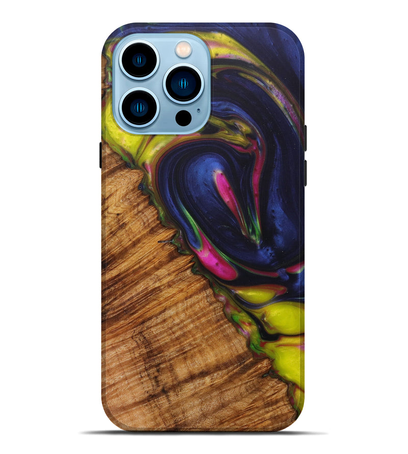 iPhone 14 Pro Max Wood+Resin Live Edge Phone Case - Anahi (Blue, 622897)