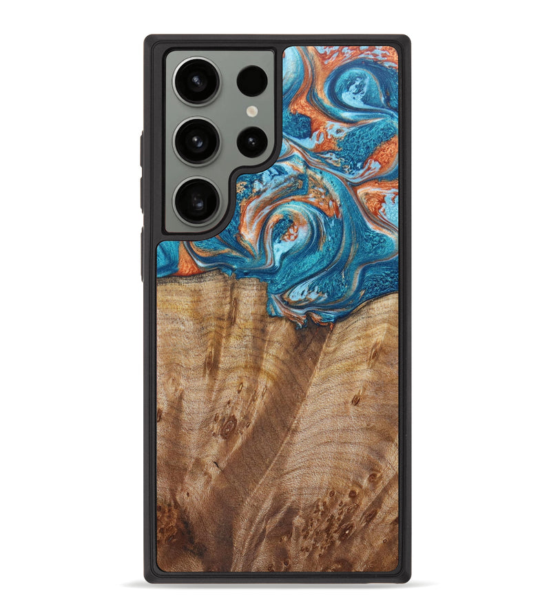 Galaxy S23 Ultra Wood+Resin Phone Case - Newton (Teal & Gold, 628440)