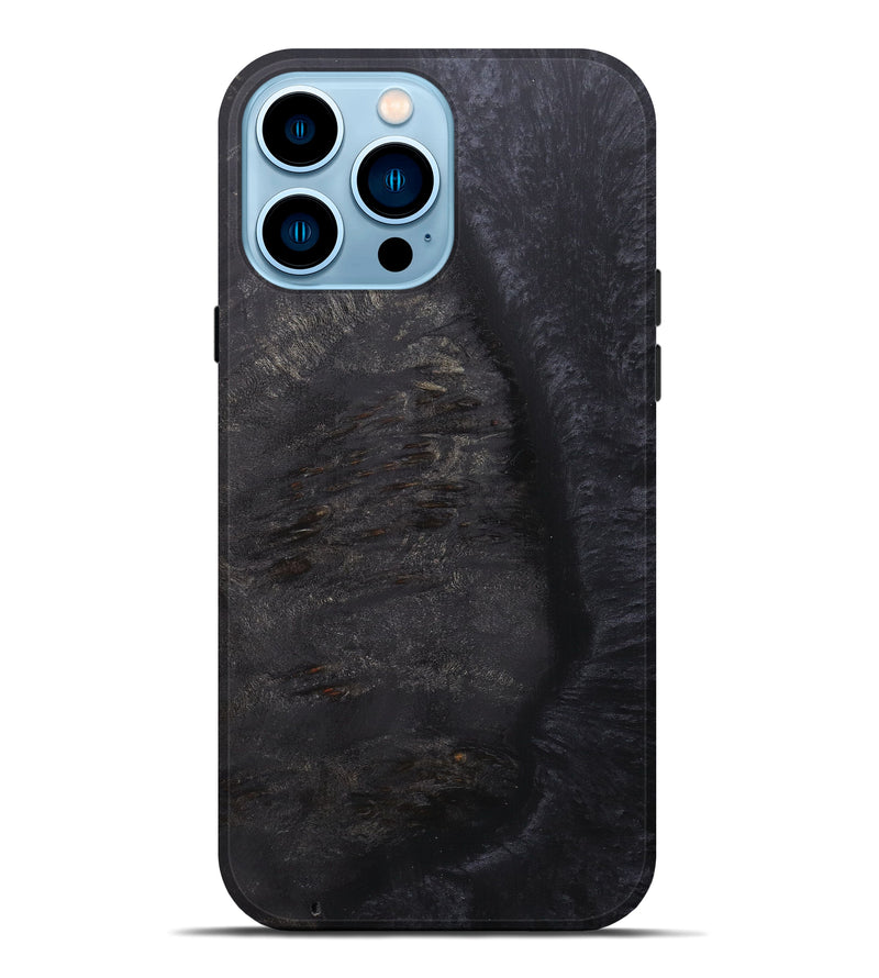 iPhone 14 Pro Max Wood+Resin Live Edge Phone Case - Bernadina (Pure Black, 597375)