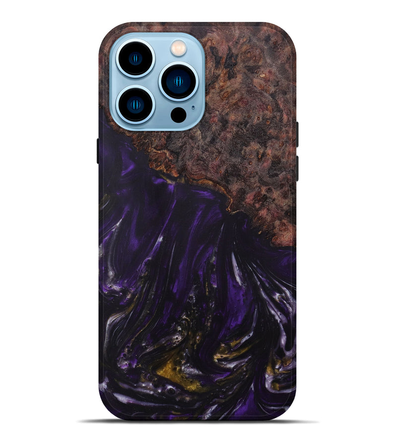 iPhone 14 Pro Max Wood+Resin Live Edge Phone Case - Micheal (Purple, 610303)