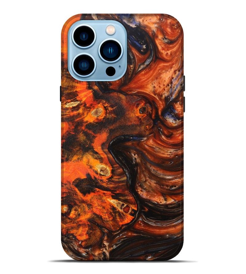 iPhone 14 Pro Max Wood+Resin Live Edge Phone Case - Jazzlyn (Red, 630837)