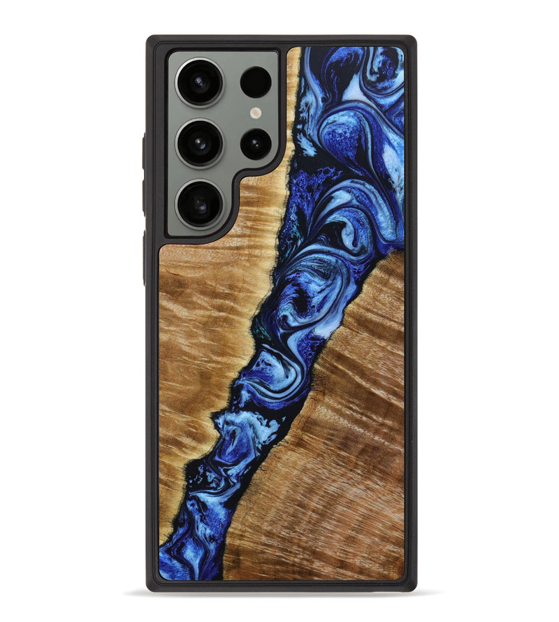 Galaxy S23 Ultra Wood+Resin Phone Case - Constance (Blue, 645908)