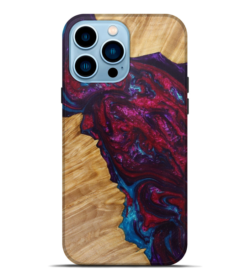 iPhone 14 Pro Max Wood+Resin Live Edge Phone Case - Sallyanne (Purple, 585614)