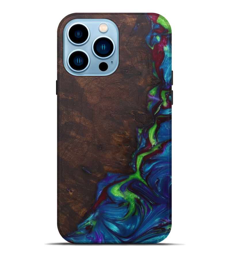 iPhone 14 Pro Max Wood+Resin Live Edge Phone Case - Joelly (Light Blue, 588025)
