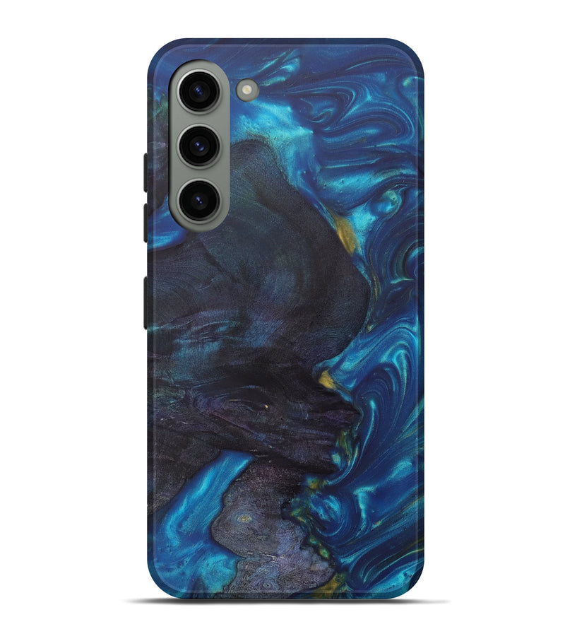 Galaxy S23 Plus Wood+Resin Live Edge Phone Case - Lucy (Teal & Gold, 641712)