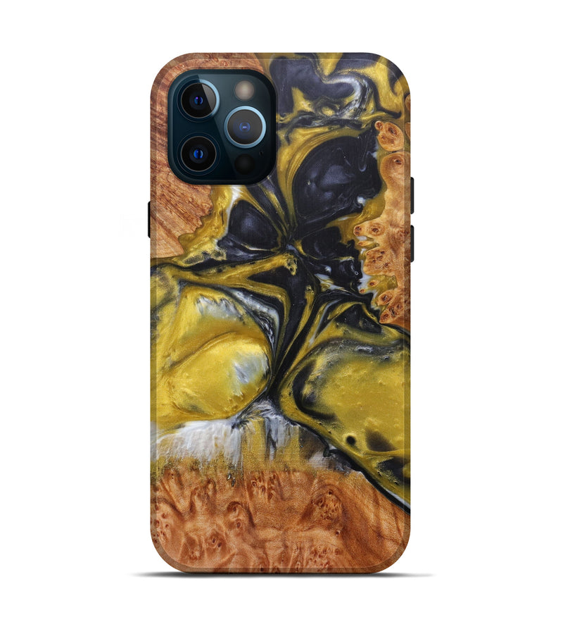 iPhone 12 Pro Wood+Resin Live Edge Phone Case - Tatiania (Black & White, 597043)