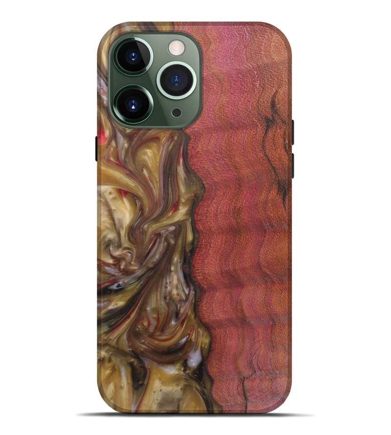 iPhone 13 Pro Max Wood+Resin Live Edge Phone Case - Cedric (Dark Red, 591452)