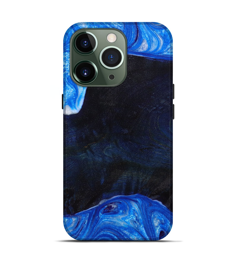 iPhone 13 Pro Wood+Resin Live Edge Phone Case - Addilyn (Blue, 647238)