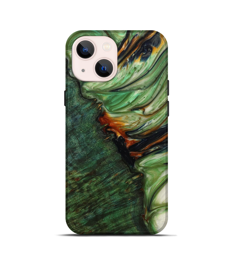 iPhone 13 mini Wood+Resin Live Edge Phone Case - Danelle (Dark Green, 610674)