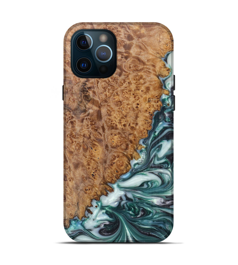 iPhone 12 Pro Wood+Resin Live Edge Phone Case - Irv (Dark Green, 608593)