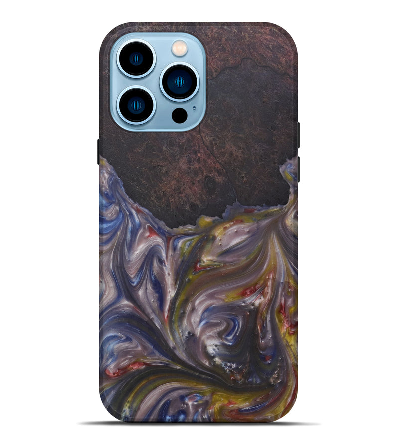 iPhone 14 Pro Max Wood+Resin Live Edge Phone Case - Print (Light Blue, 591447)