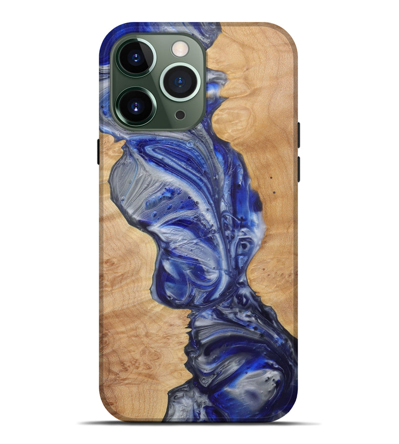 iPhone 13 Pro Max Wood+Resin Live Edge Phone Case - Patsy (Dark Blue, 581705)