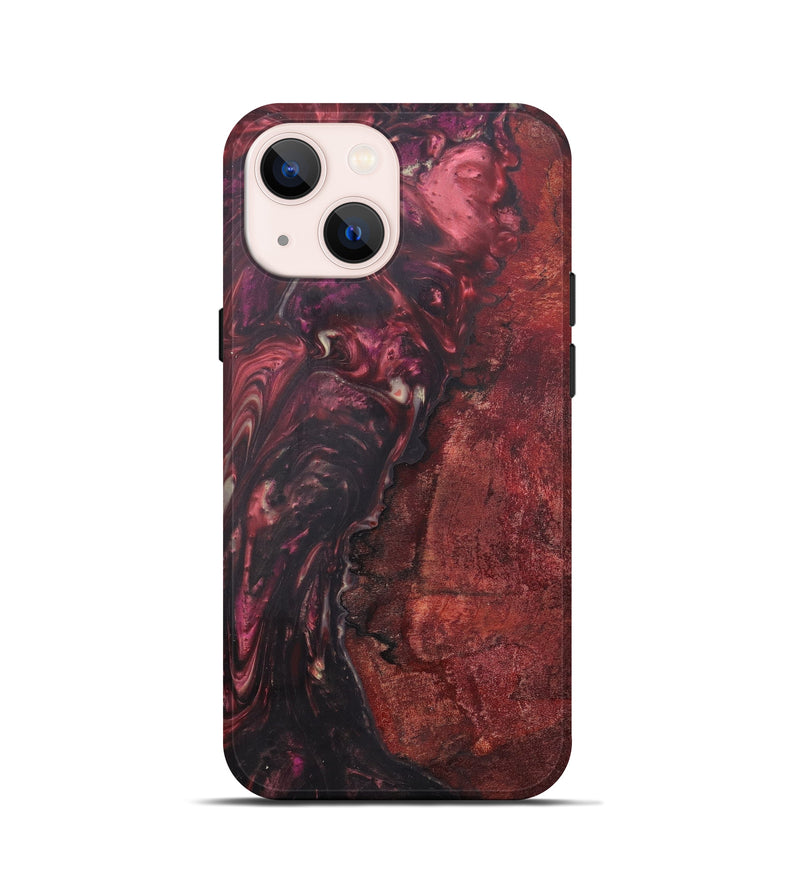 iPhone 13 mini Wood+Resin Live Edge Phone Case - Apollo (Dark Red, 600511)