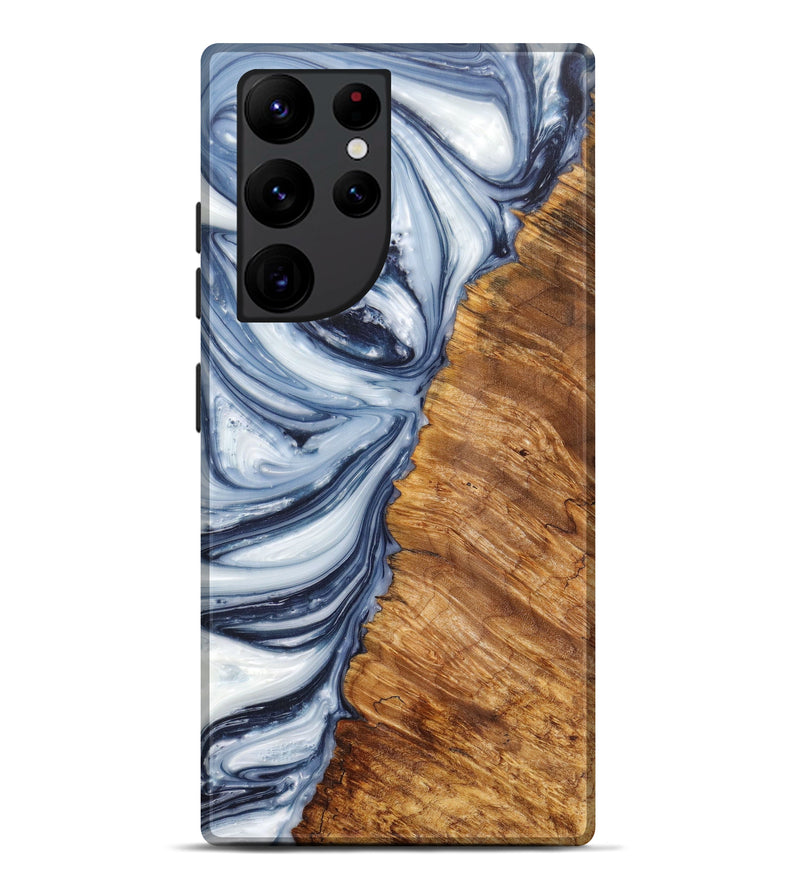 Galaxy S22 Ultra Wood+Resin Live Edge Phone Case - Mika (Black & White, 606819)