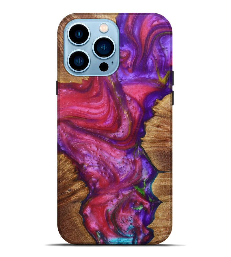 iPhone 14 Pro Max Wood+Resin Live Edge Phone Case - Vito (Purple, 613909)