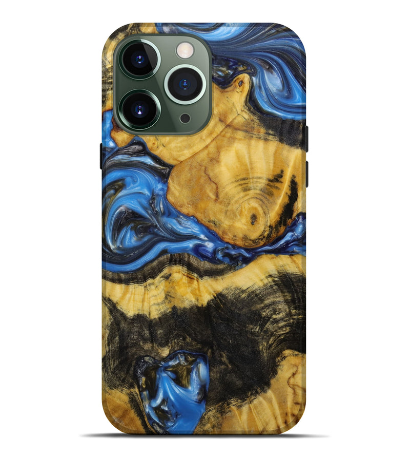 iPhone 13 Pro Max Wood+Resin Live Edge Phone Case - Doris (Blue, 648355)