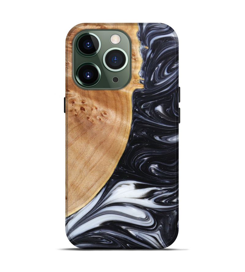 iPhone 13 Pro Wood+Resin Live Edge Phone Case - Jim (Black & White, 628531)