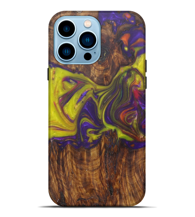 iPhone 14 Pro Max Wood+Resin Live Edge Phone Case - Cathlene (Purple, 594848)