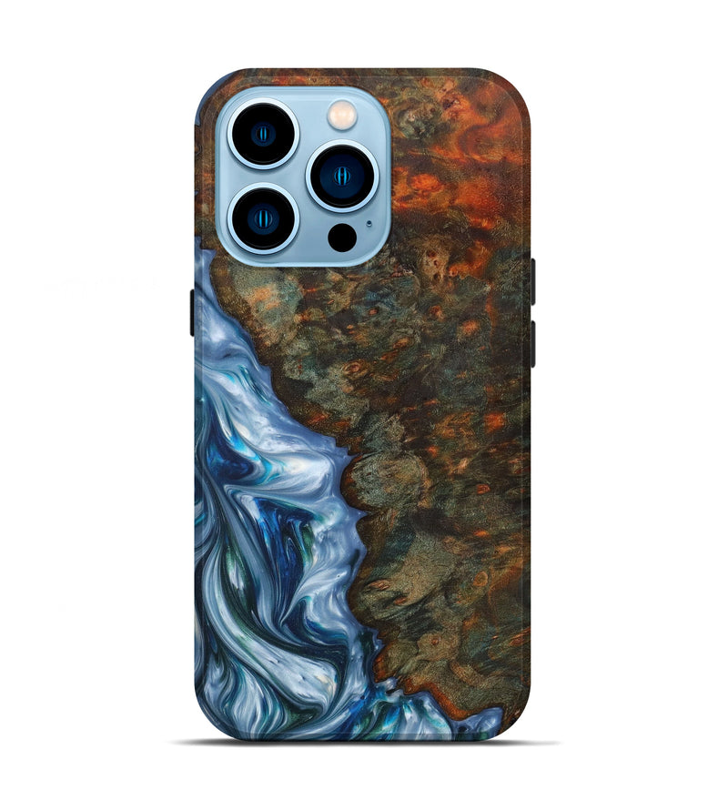 iPhone 14 Pro Wood+Resin Live Edge Phone Case - Poppy (Blue, 629007)