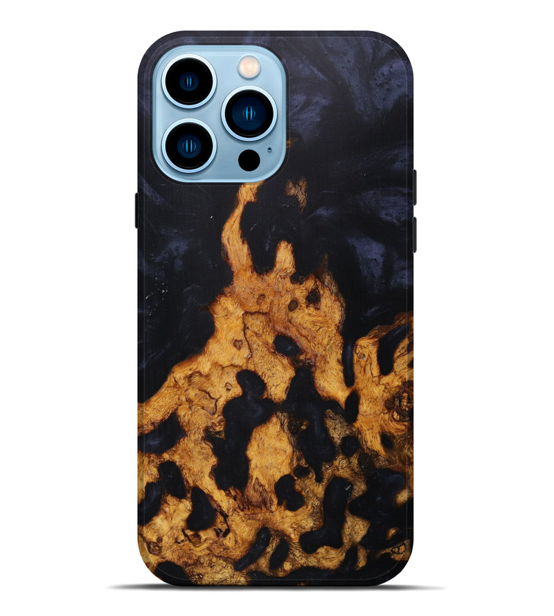 iPhone 14 Pro Max Wood+Resin Live Edge Phone Case - Carolina (Black & White, 626996)