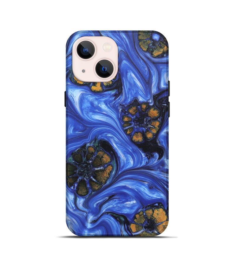 iPhone 13 mini Wood+Resin Live Edge Phone Case - Bryana (Light Blue, 603730)