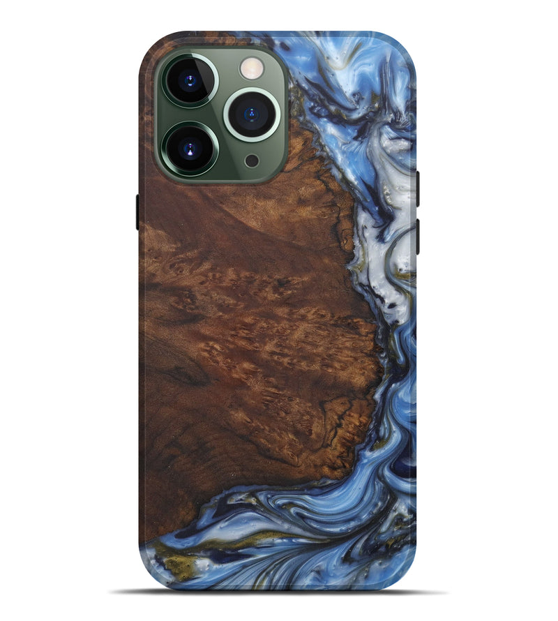 iPhone 13 Pro Max Wood+Resin Live Edge Phone Case - Nadeem (Light Blue, 575508)