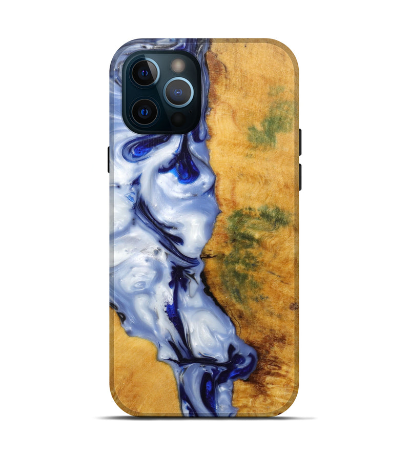 iPhone 12 Pro Wood+Resin Live Edge Phone Case - Faiz (Light Blue, 596658)