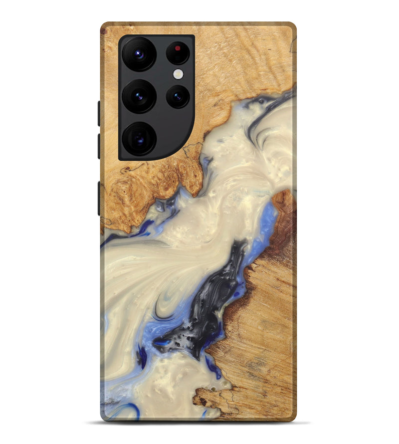 Galaxy S22 Ultra Wood+Resin Live Edge Phone Case - Marjoke (Black & White, 579138)