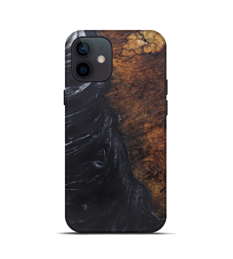 iPhone 12 mini Wood+Resin Live Edge Phone Case - Magdalen (Black & White, 577486)