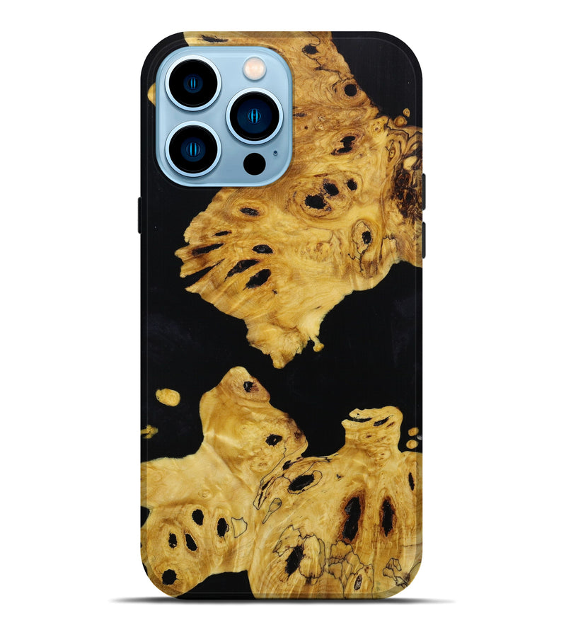 iPhone 14 Pro Max Wood+Resin Live Edge Phone Case - Cameron (Black & White, 642865)