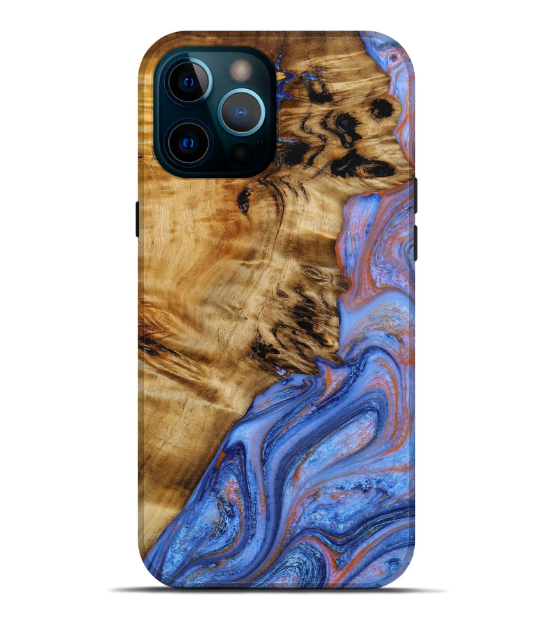 iPhone 12 Pro Max Wood+Resin Live Edge Phone Case - Lottie (Blue, 648595)