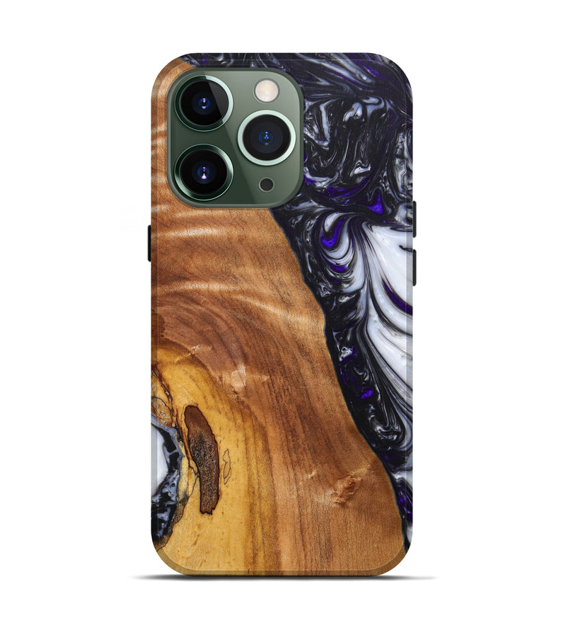 iPhone 13 Pro Wood+Resin Live Edge Phone Case - Percy (Black & White, 626622)